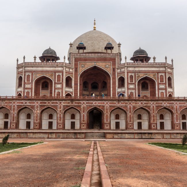 A large red tomb from the Mughal empire