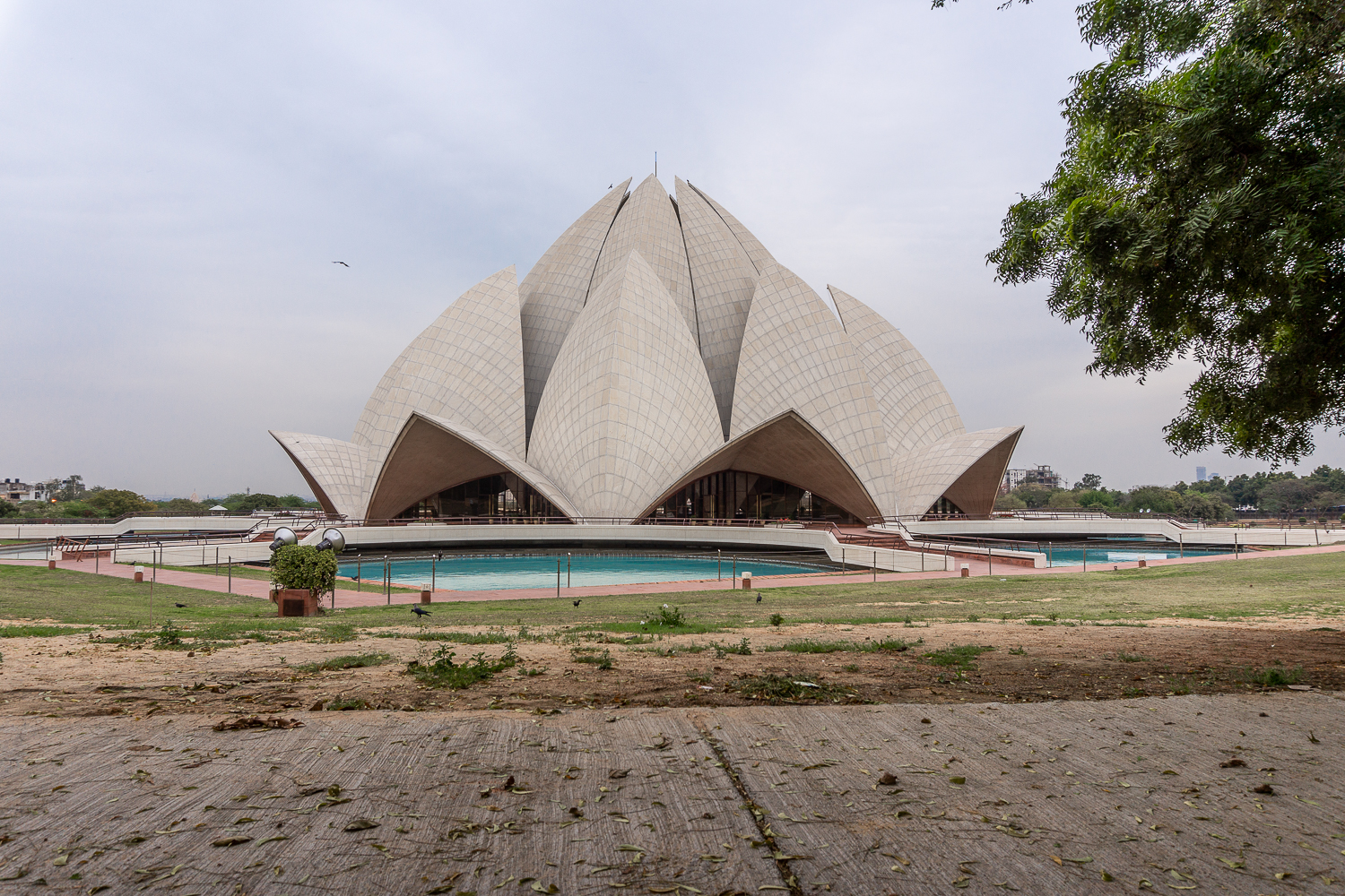 An impressive white lotus shaped temple