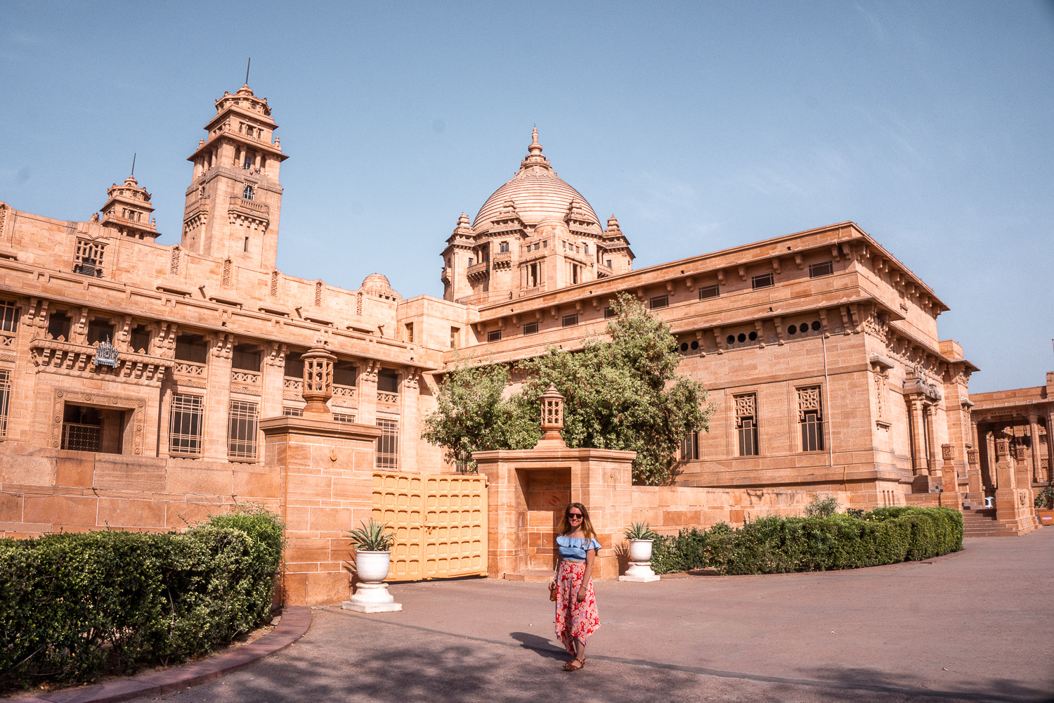 Outside the Umaid Bhawan Palace in Rajasthan, India