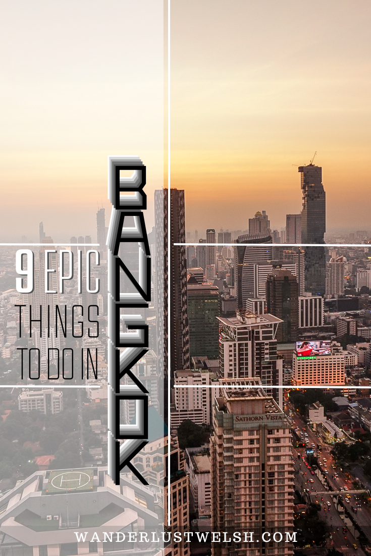 Skyline view over Bangkok at sunset