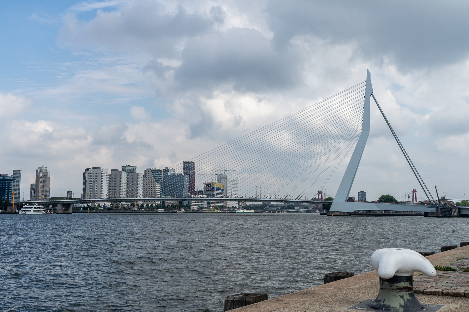 Erasmus Bridge in Rotterdam - Large white sail-like structure