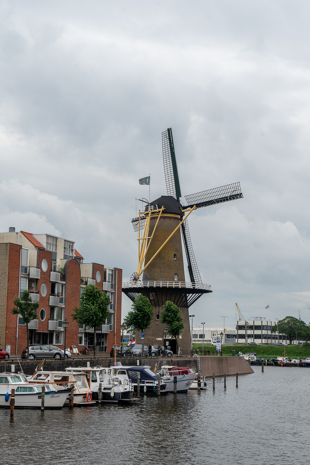 A windmill and canals in Rotterdam