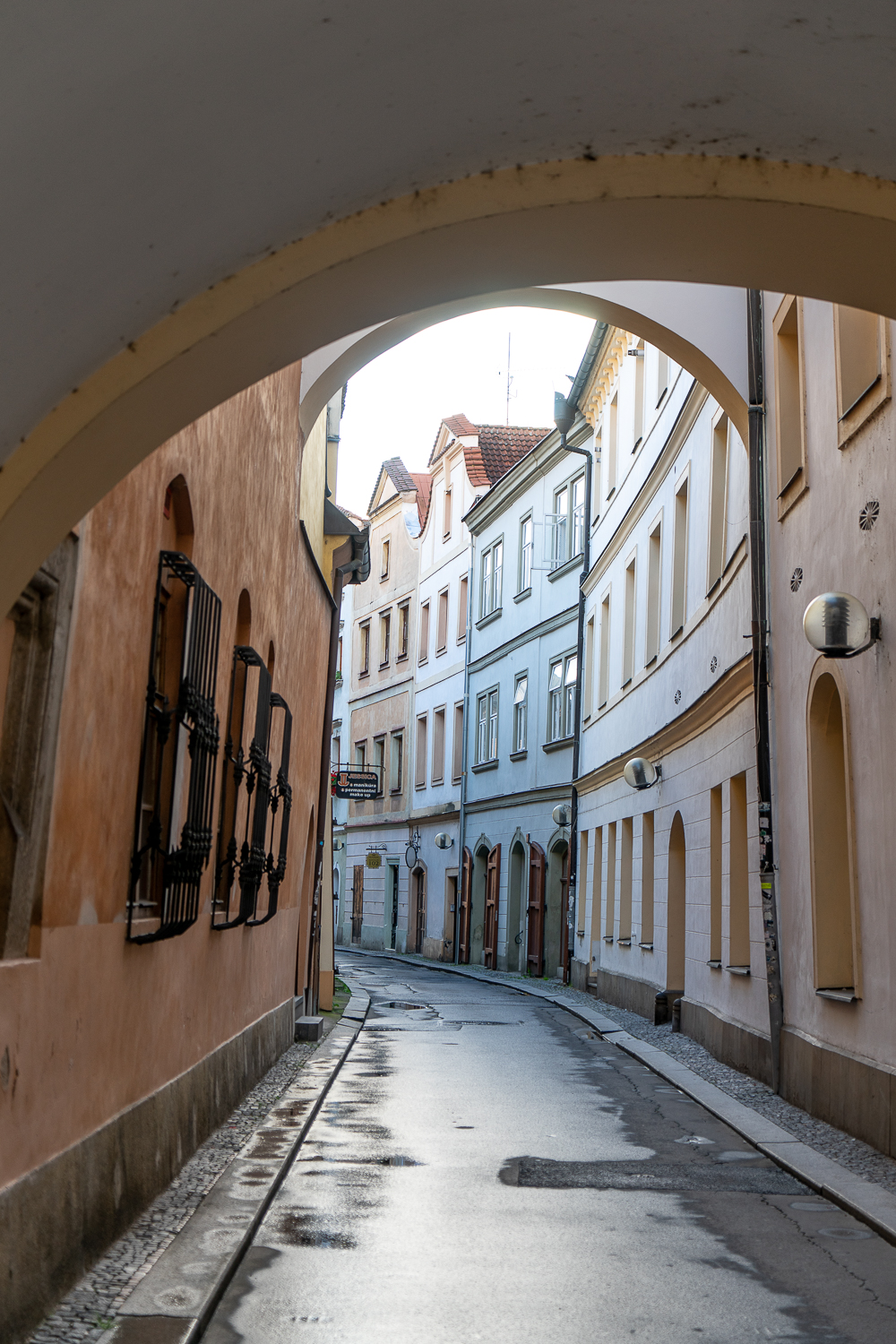 Pardubice back street - pretty colours and building style
