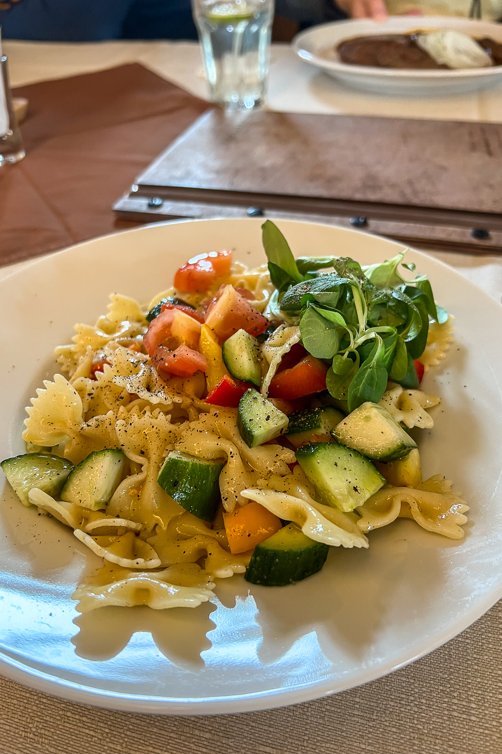 Pasta and salad in Kramarova Chata