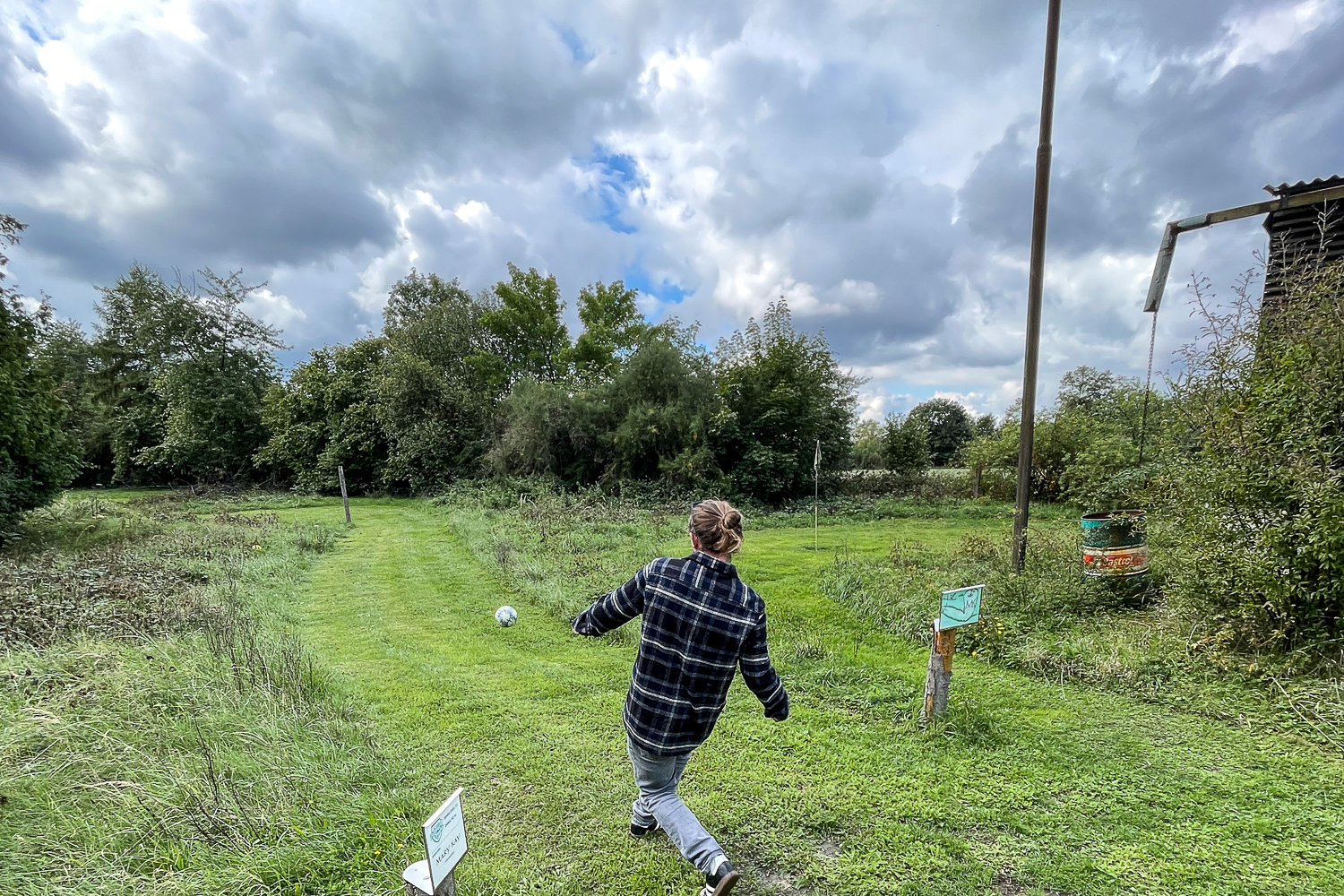 A man playing football on a footgolf pitch in Czech Republic