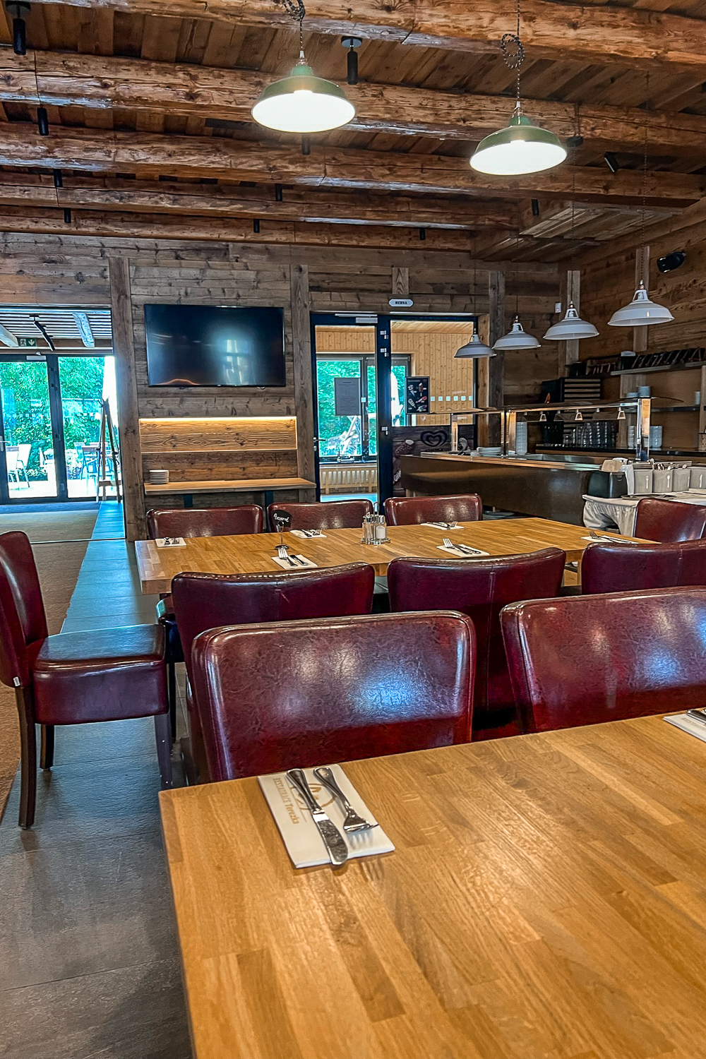 Inside a wooden decorated homely restaurant