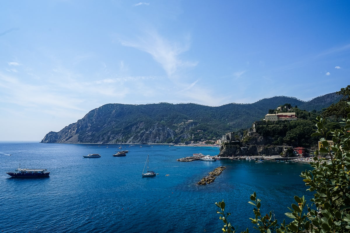 A wide view of the calm sea around Cinque Terre