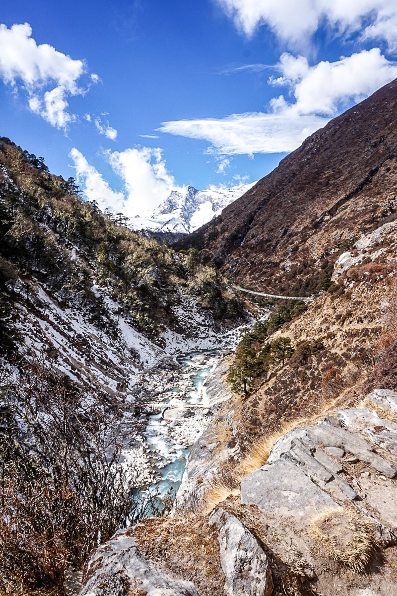 A turquoise river in a deep gorge