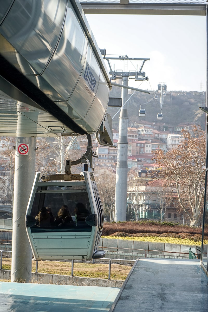 A cable car about to leave the station
