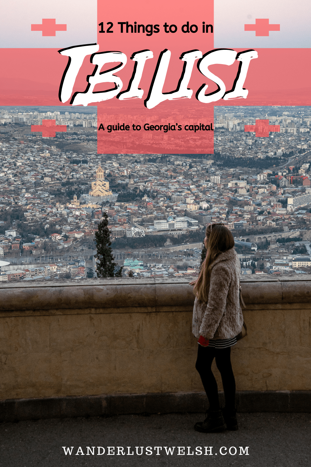 A girl looking out over Tbilisi from a viewpoint