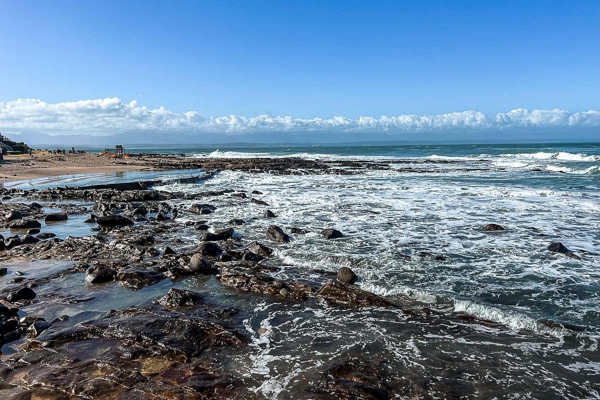 A shallow sea with rock pools