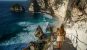 A woman stood on the steps leading down to Diamond Beach in Nusa Penida