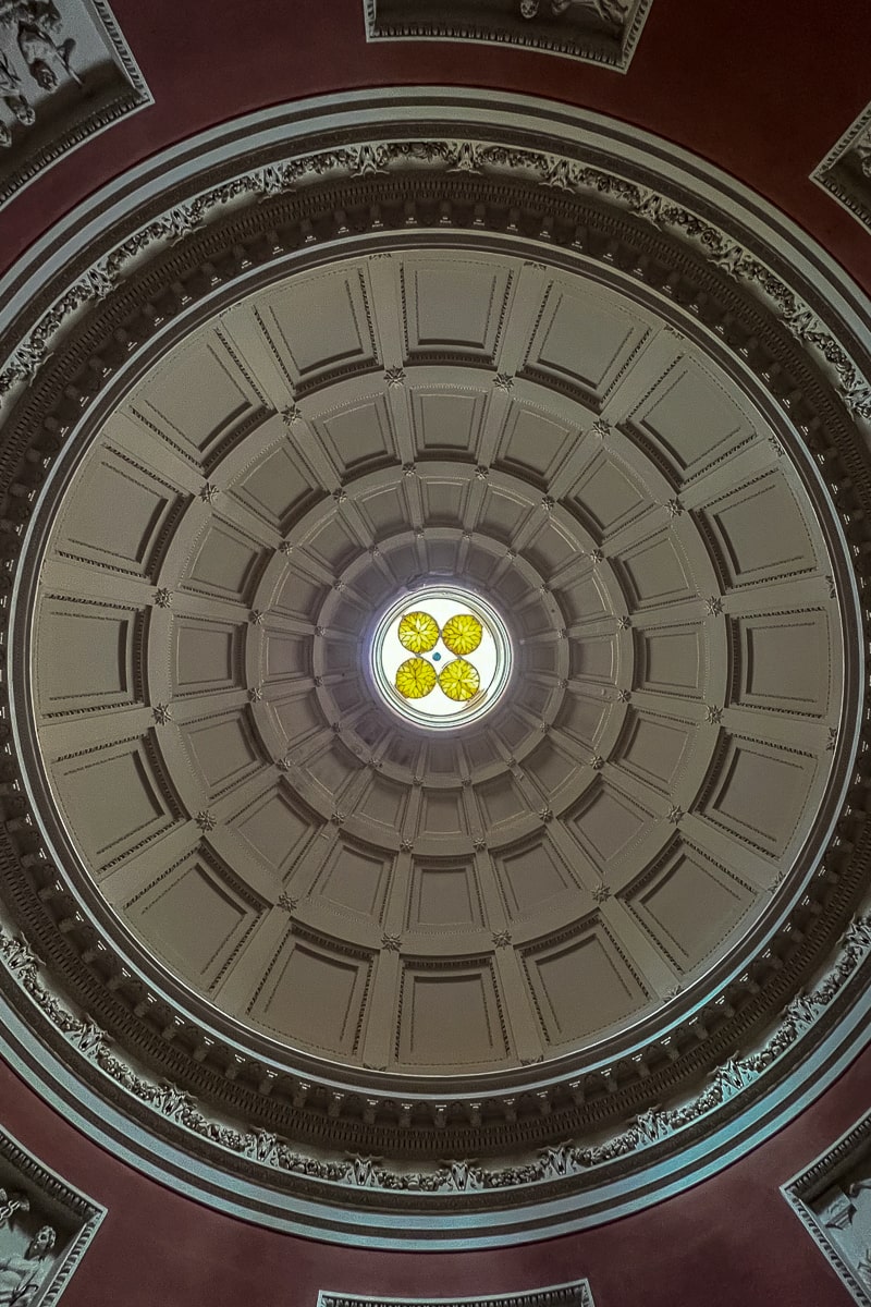 The domed ceiling of the pantheon in Stourhead