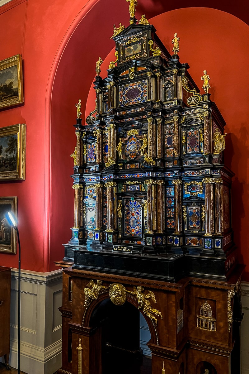 The intricate Pope's Cabinet at Stourhead with studded gems