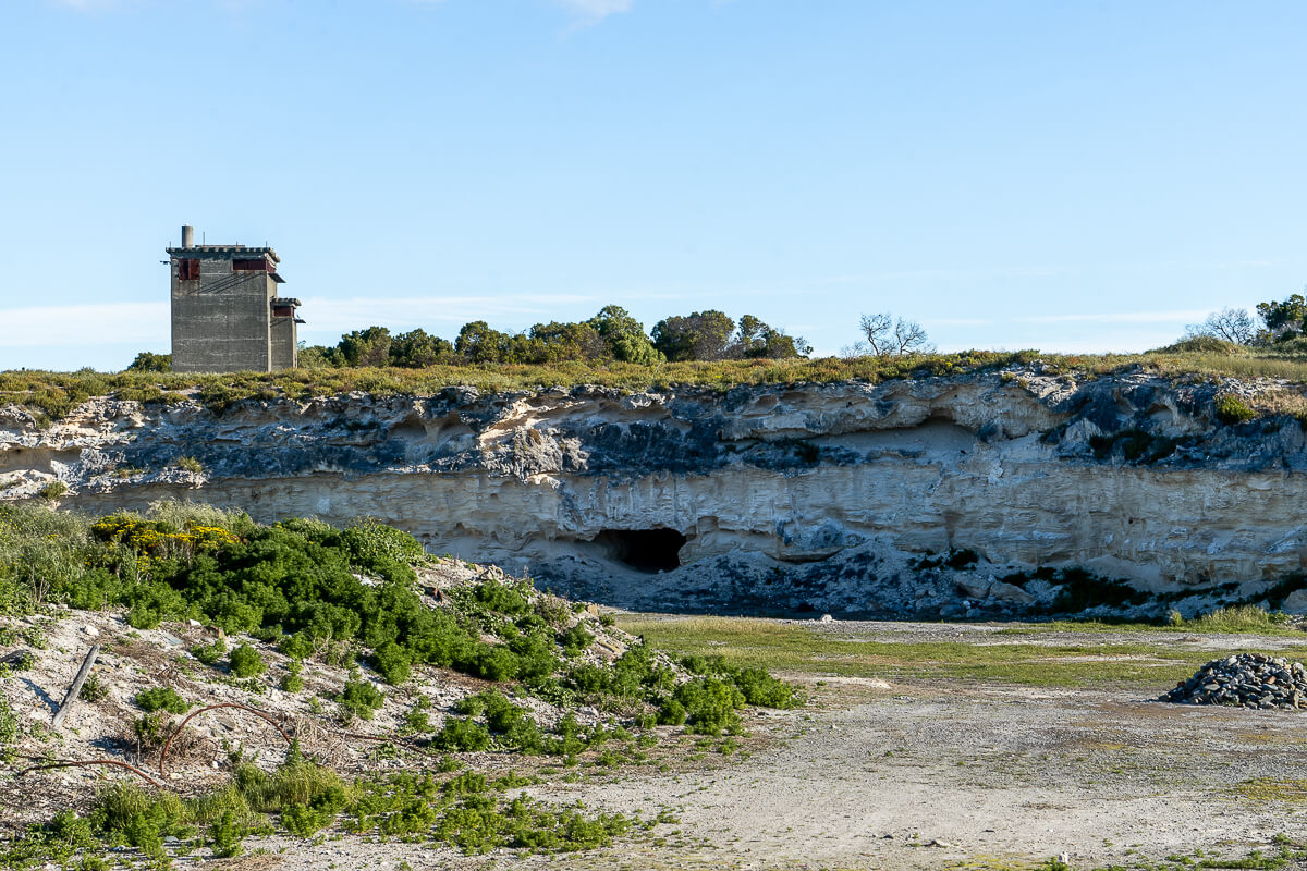 A quarried area of limestone rock