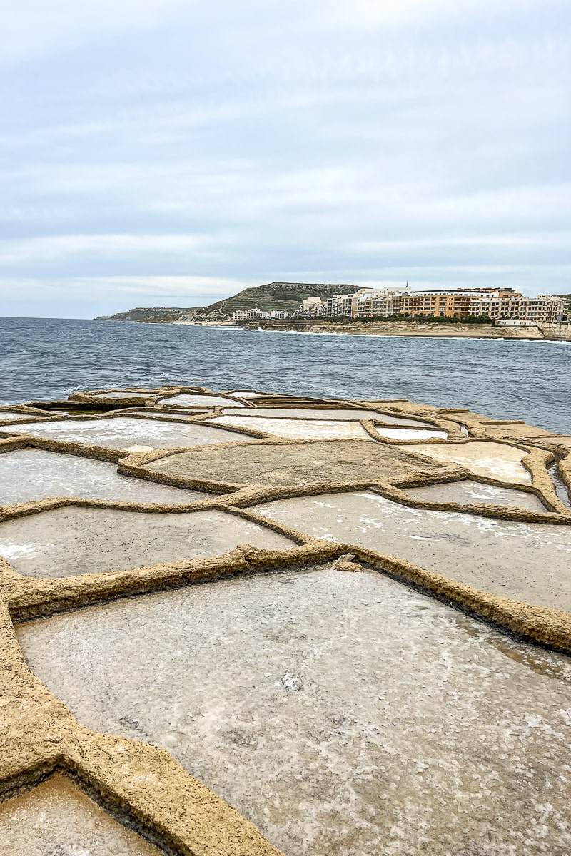 A set of man-made salt pans on the coast