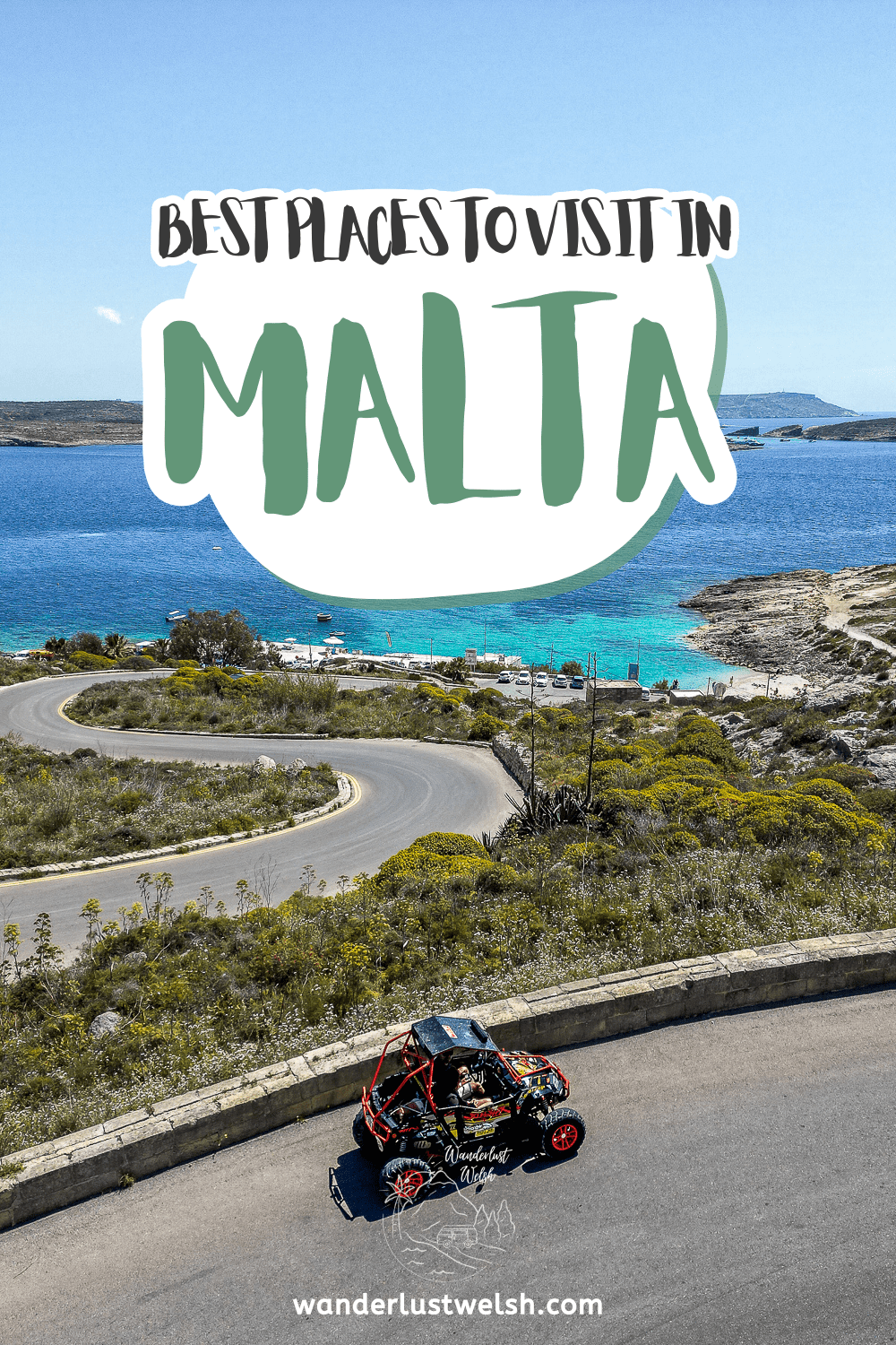 A winding road and a small buggy with the words "Things to Do in Malta" superimposed