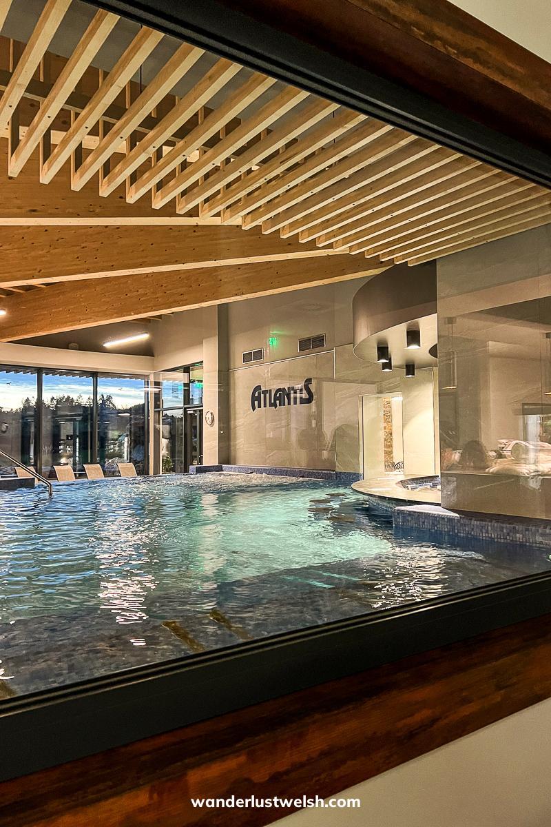 The spa pool at a spa with a sign reading "Atlantis spa"