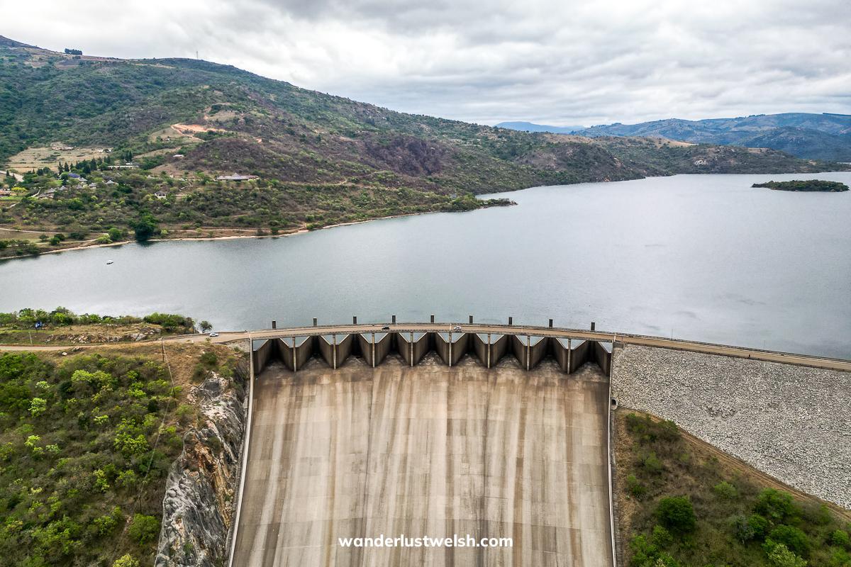 A huge dam and reservoir in Eswatini