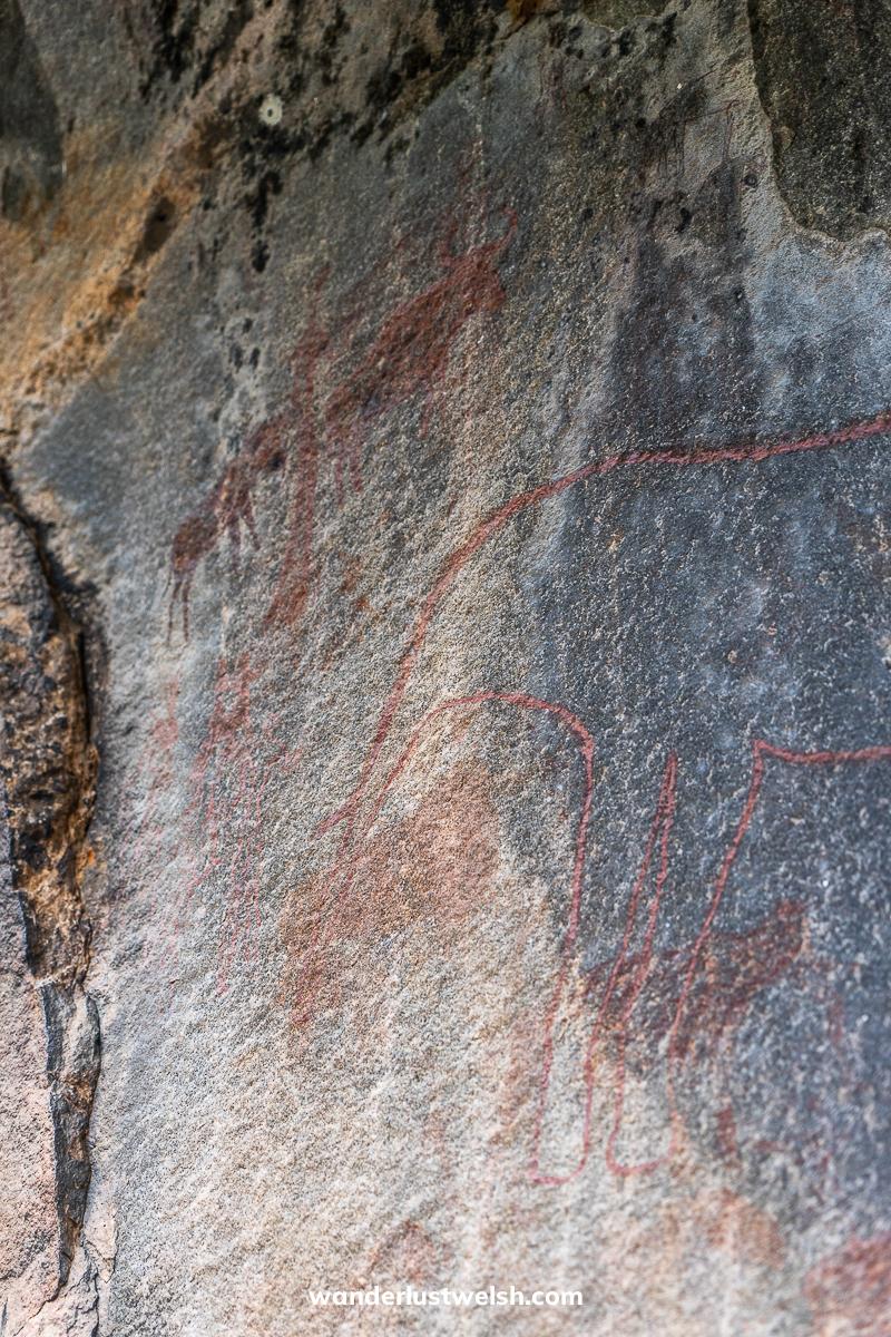 Red cave paintings by hunter gatherers