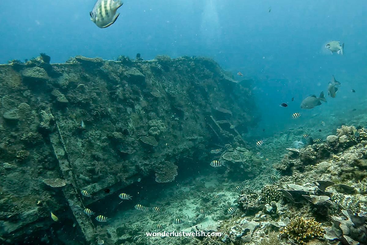 An underwater shipwreck near Gili T