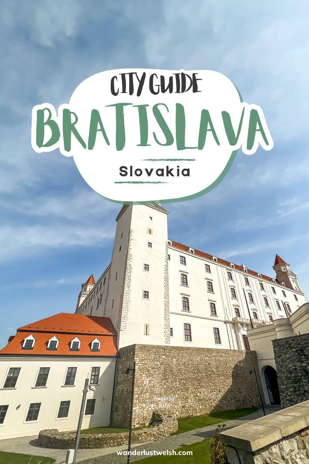 Bratislava Castle with the words "City Guide to Bratislava" superimposed