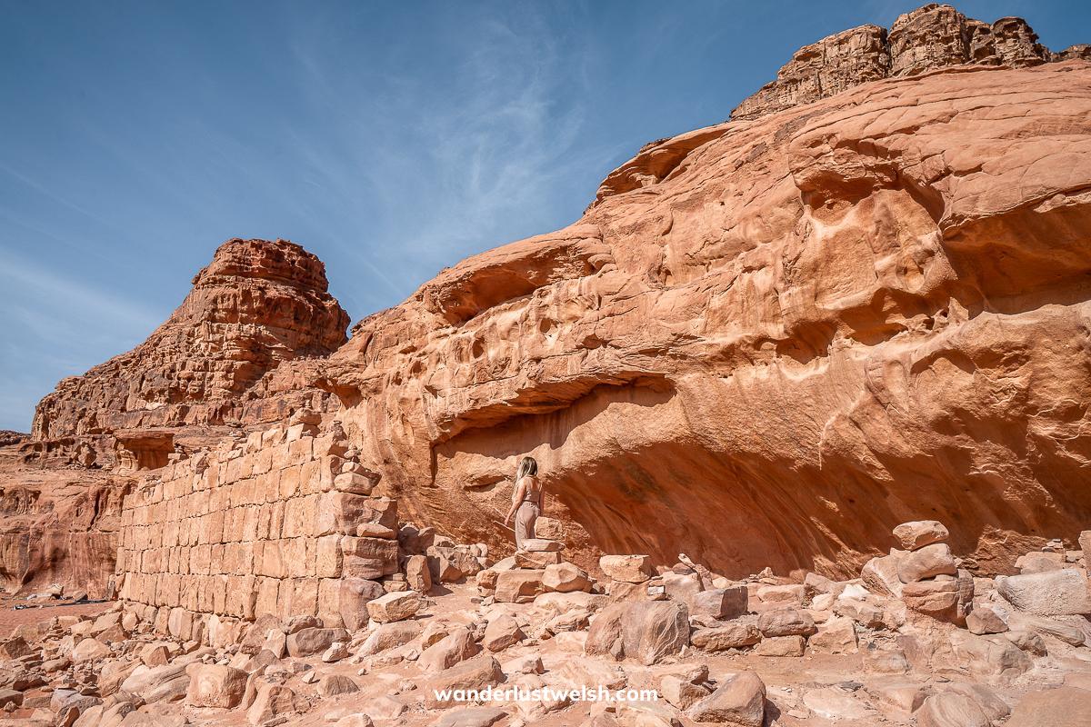 A sandstone wall in the desert, part of Lawrence of Arabia's house