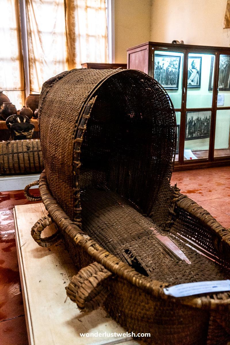 A traditional Burundi wicker carrying chair for royalty