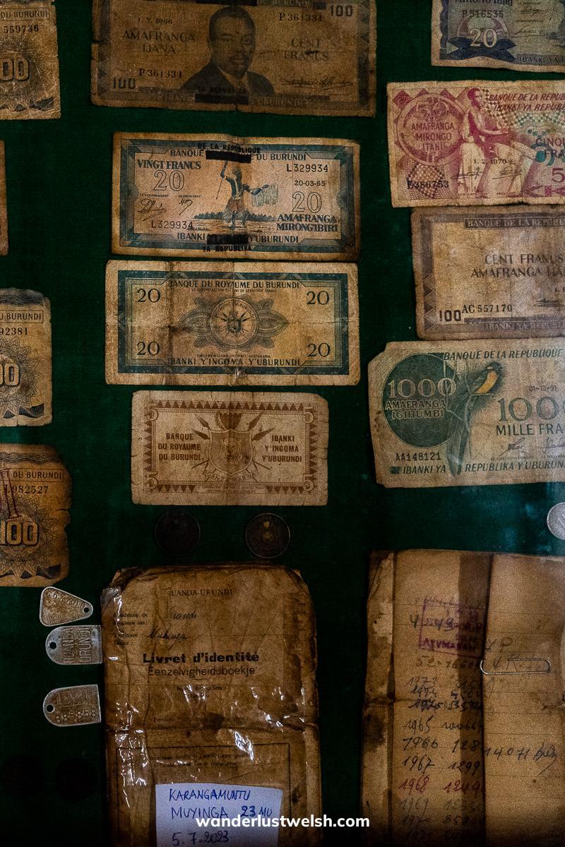 A set of Burundi notes at the Gitega National Museum