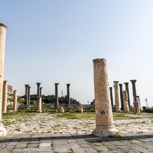 Roman columns and a roman road in Umm Qais